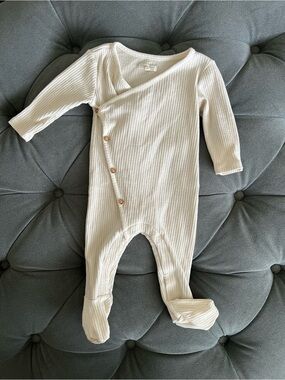 Cream Ribbed Footed Baby One-Piece Romper